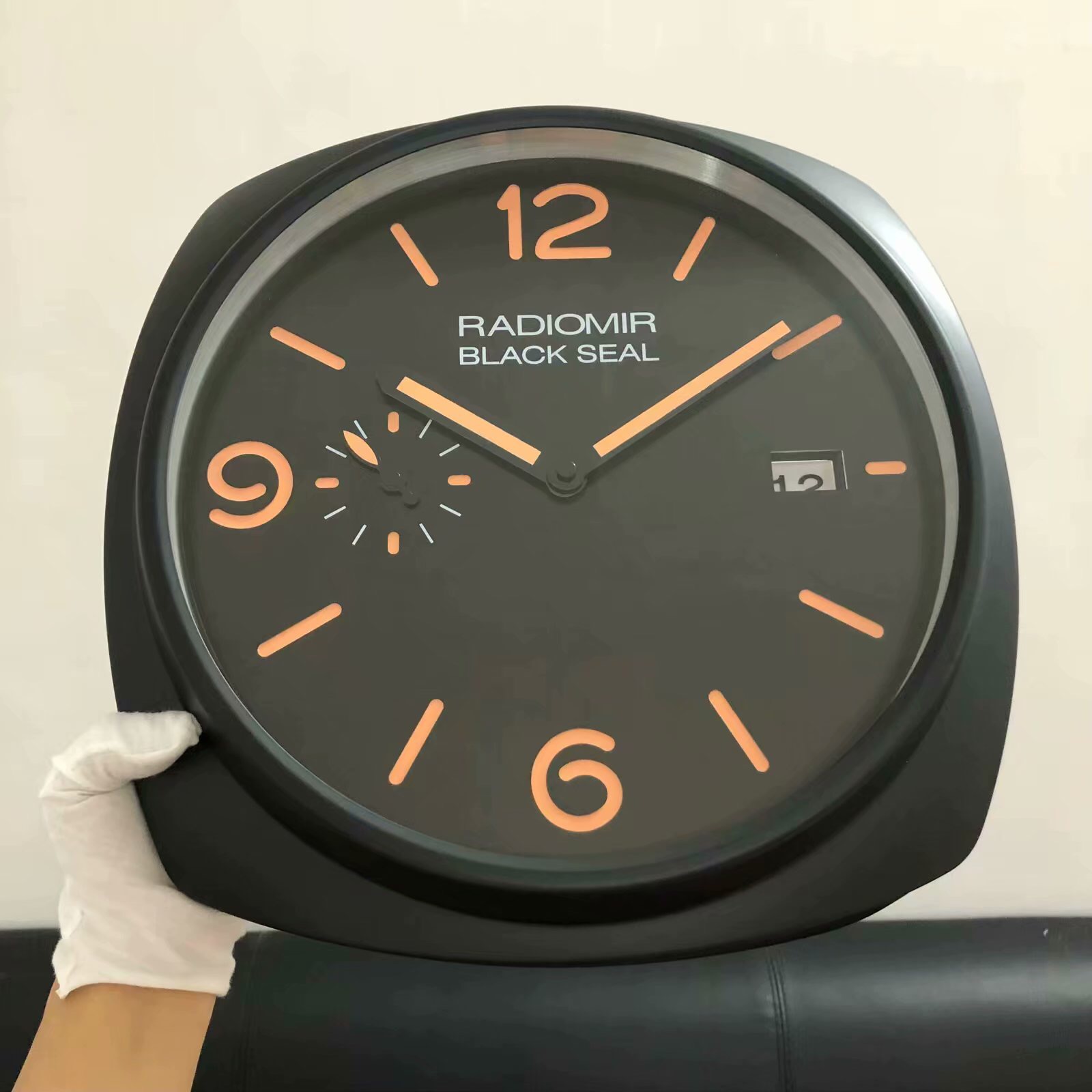 P Black Seal Wall Clock - Big Size- Rose Gold Markers